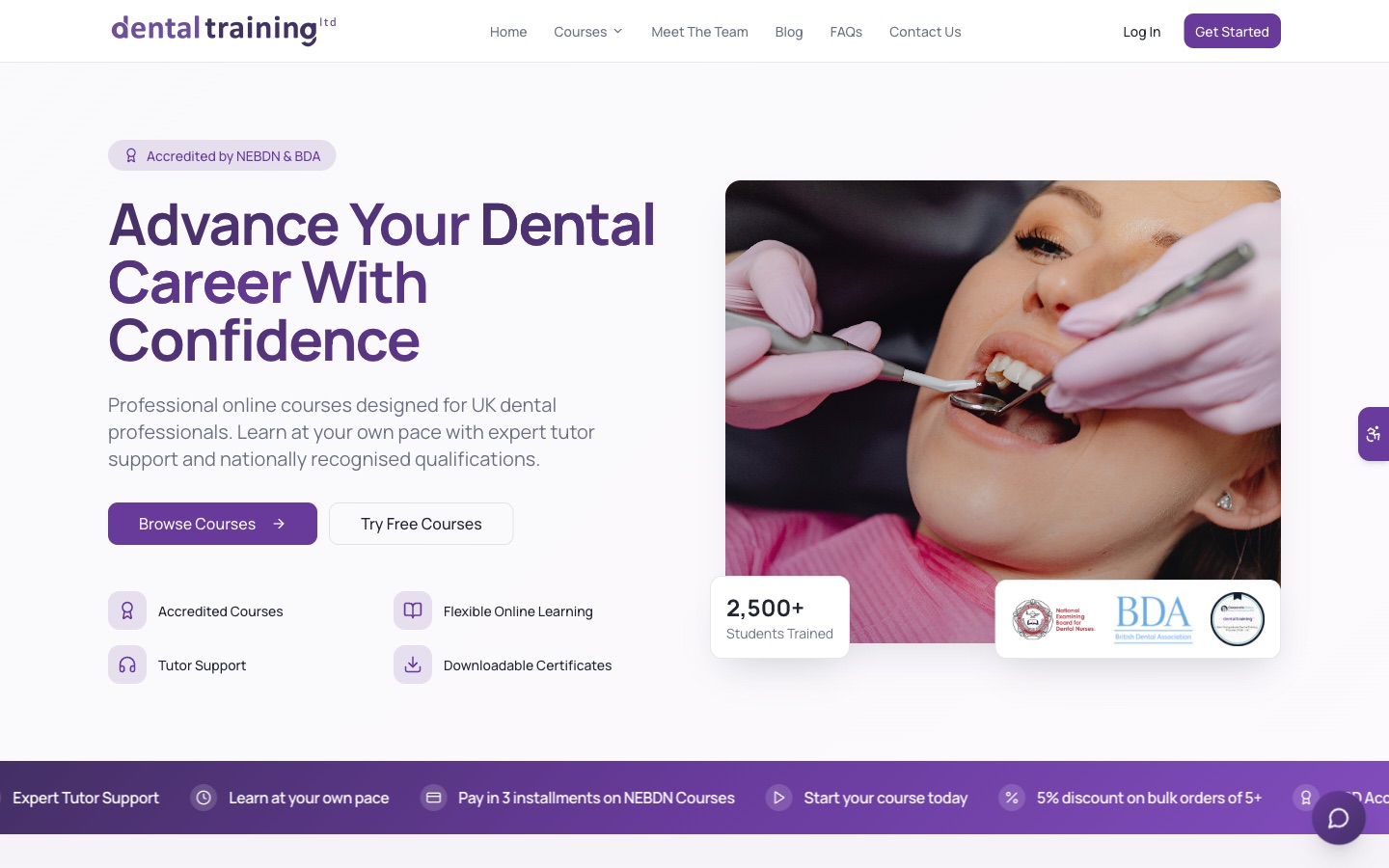 Dental Training Ltd homepage